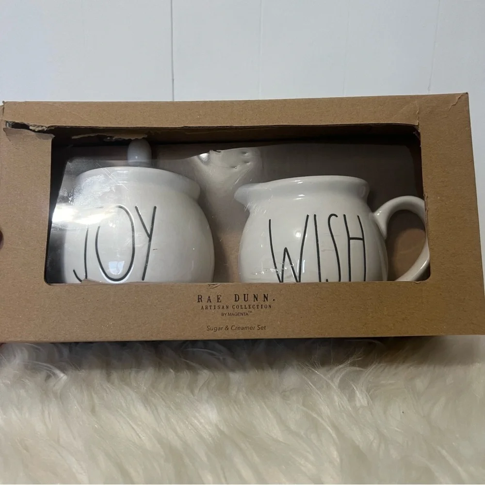 Rae Dunn Joy Wish Cream and Sugar Set New House Decor Kitchen Coffee